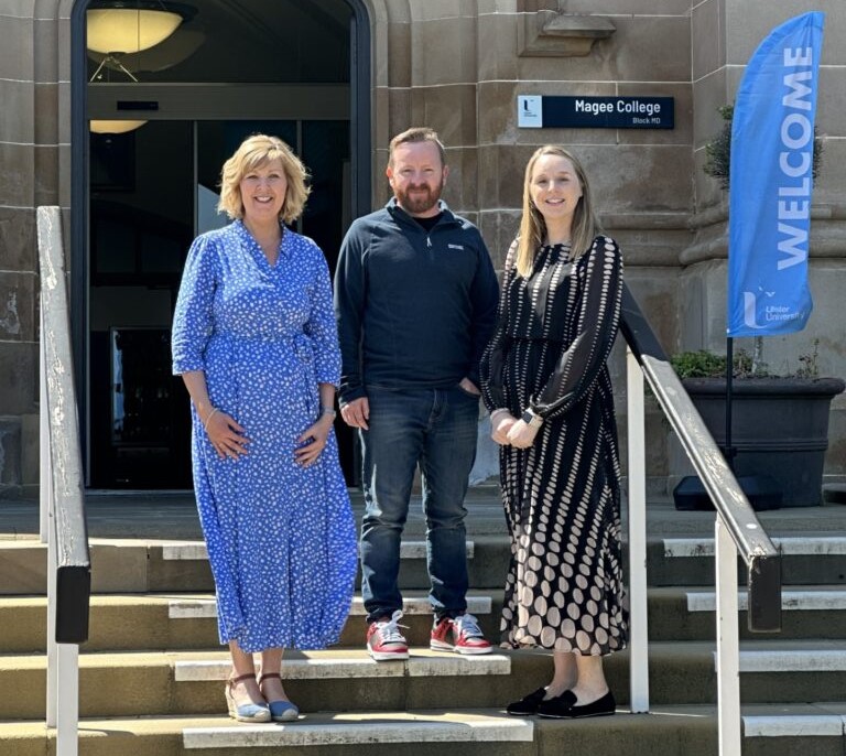 mdeducational foundation Director of Schools & Partnerships, Deirdre Doherty and CEO, Leah Iles, meeting with Ulster University