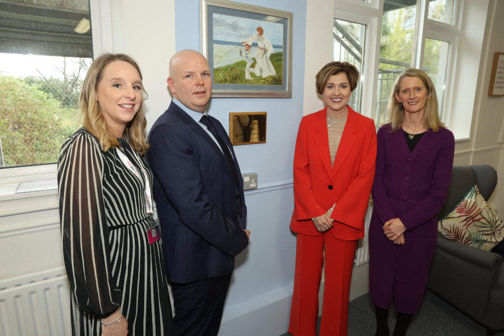 mdeducational foundation CEO, Leah Iles, Mount St Michael Secondary School Principal, Ciarán Ryan, mdeducational foundation Co-Founder and mdgroup Founder and Executive Chair, Miriam Dervan and Mount St Michael Secondary School Deputy Principal Ann Marie Concagh at Ber's Warmth Wellbieng Hub launch event in Ireland